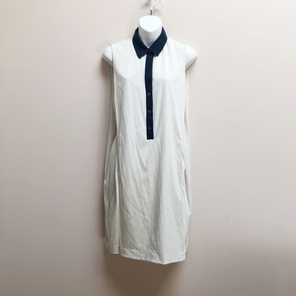 THEORY MARYON SILK COLLARED DRESS
